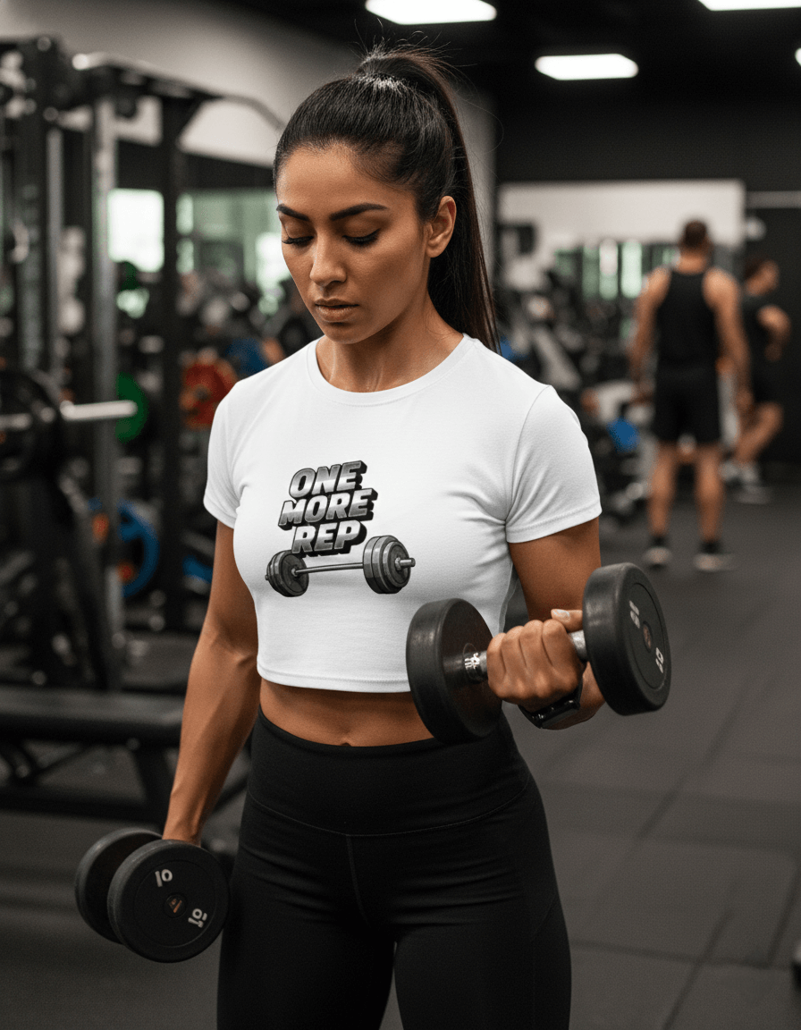 Gym Grind Crop Tee | "One More Rep"