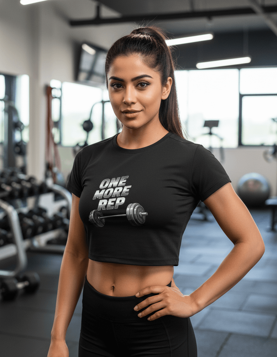 Gym Grind Crop Tee | "One More Rep"