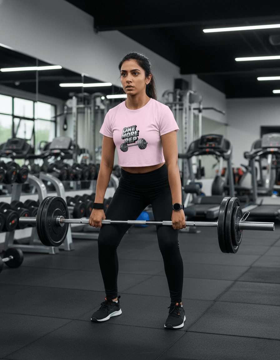 Gym Grind Crop Tee | "One More Rep"